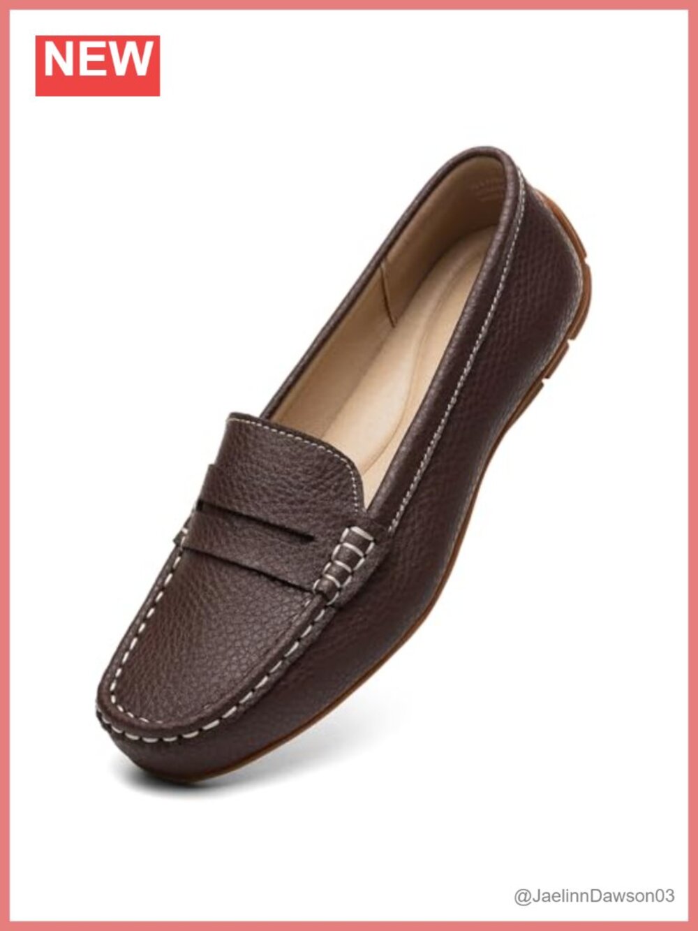 Women's Leather Penny Loafers Slip-Ons Comfortable Work Office Flats